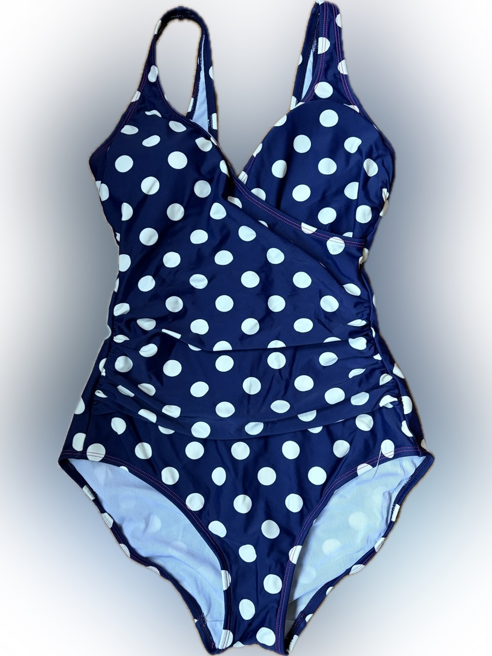 Boden Navy Blue Polka Dot One-Piece Swimsuit